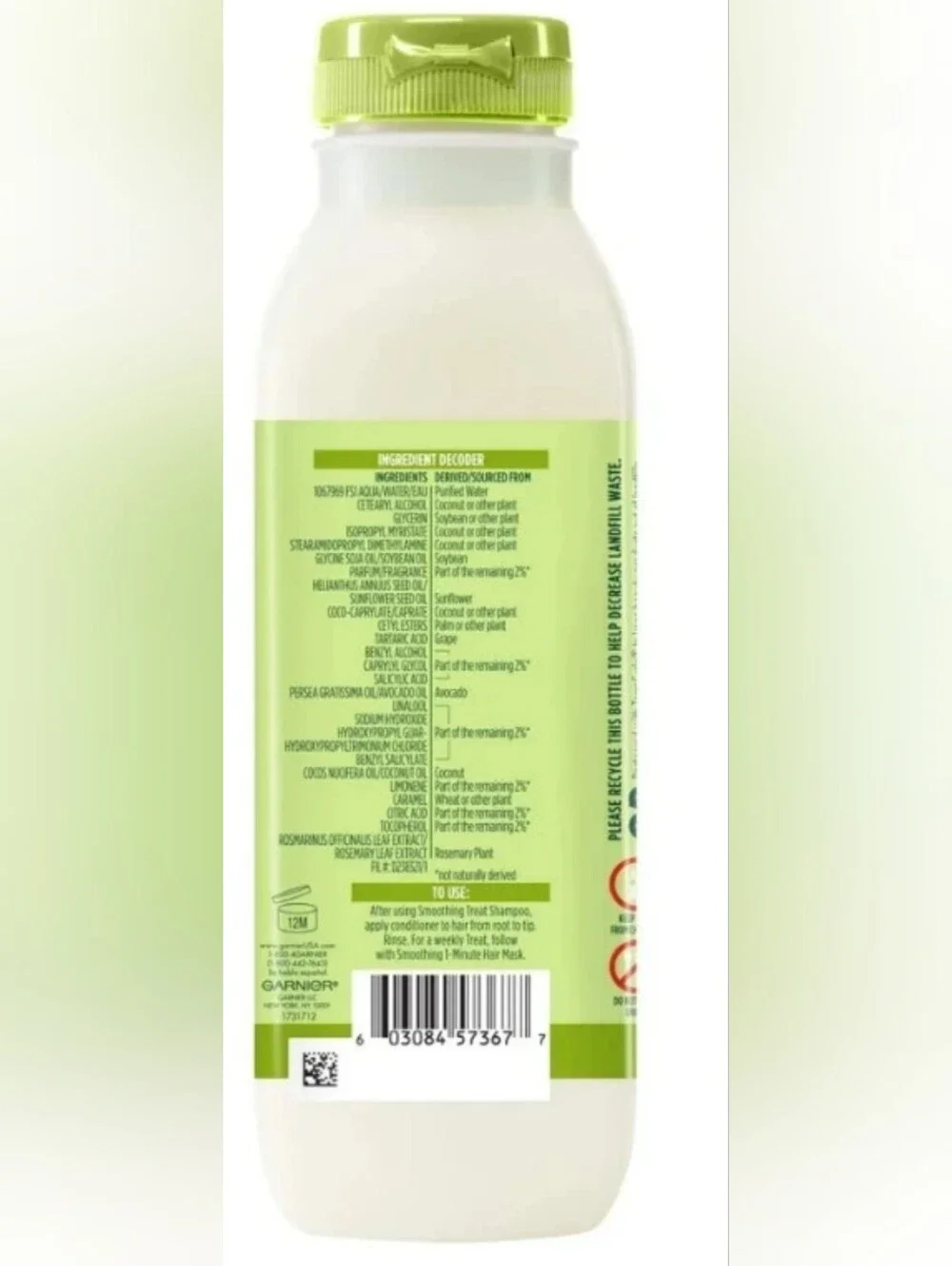 Garnier Fructis Smoothing Treat Conditioner Frizzy Hair, Avocado Extract